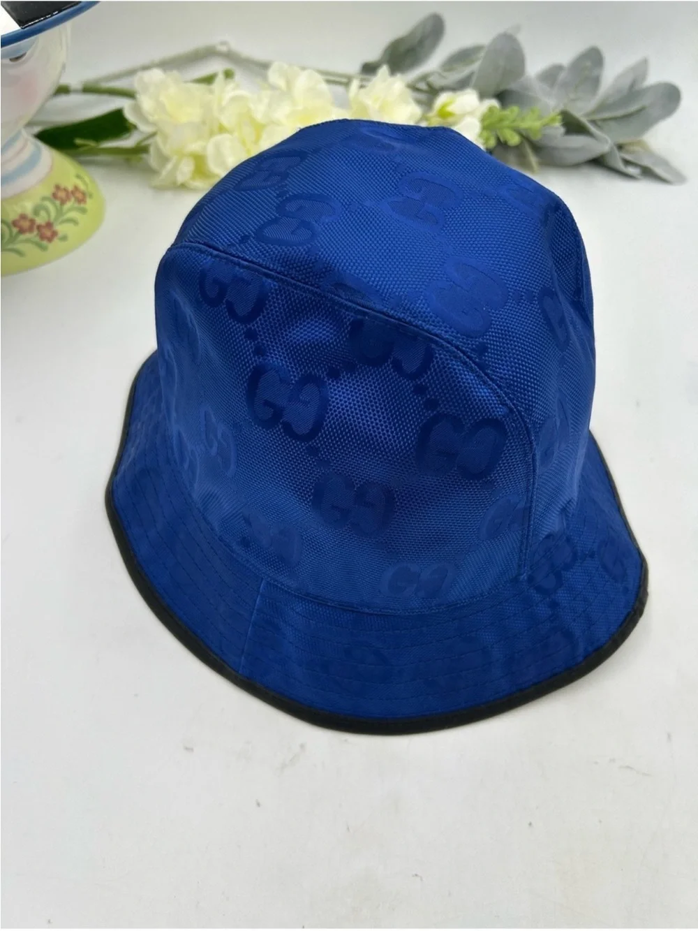 Gucci, blue monogram off the grid bucket hat size medium, made in Italy